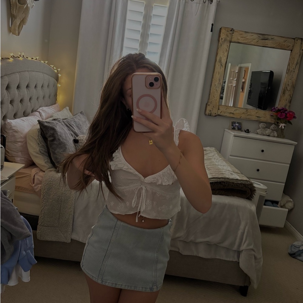 White Ruffle Crop Top